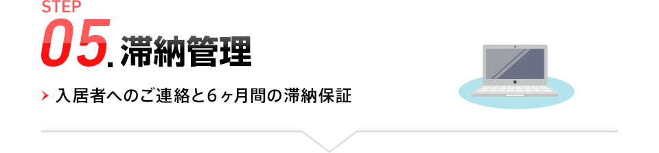 STEP05.滞納管理（入居者へのご連絡と6ヶ月間の滞納保証）