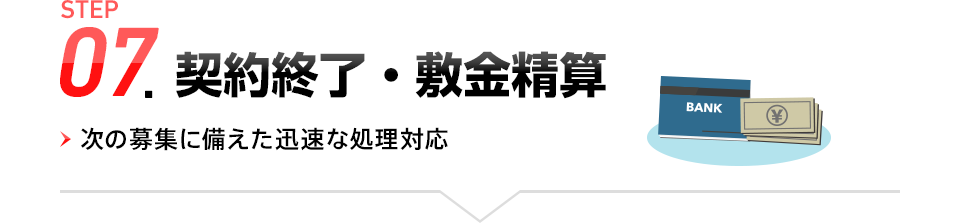 STEP07.契約終了・敷金精算（次の募集に備えた迅速な処理対応）